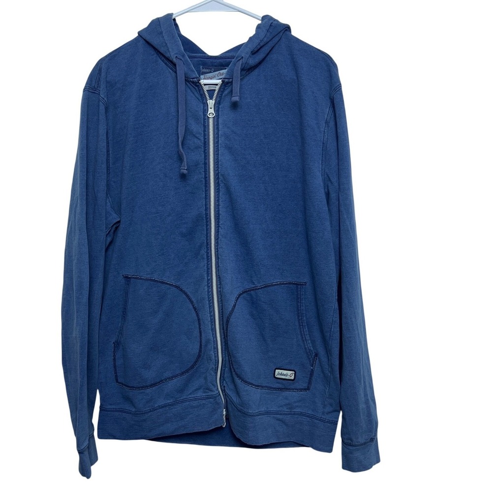 johnnie-O Sampson Hangin Out Zip Up Hoodie Laguna Blue Mens M Minimalist Surf